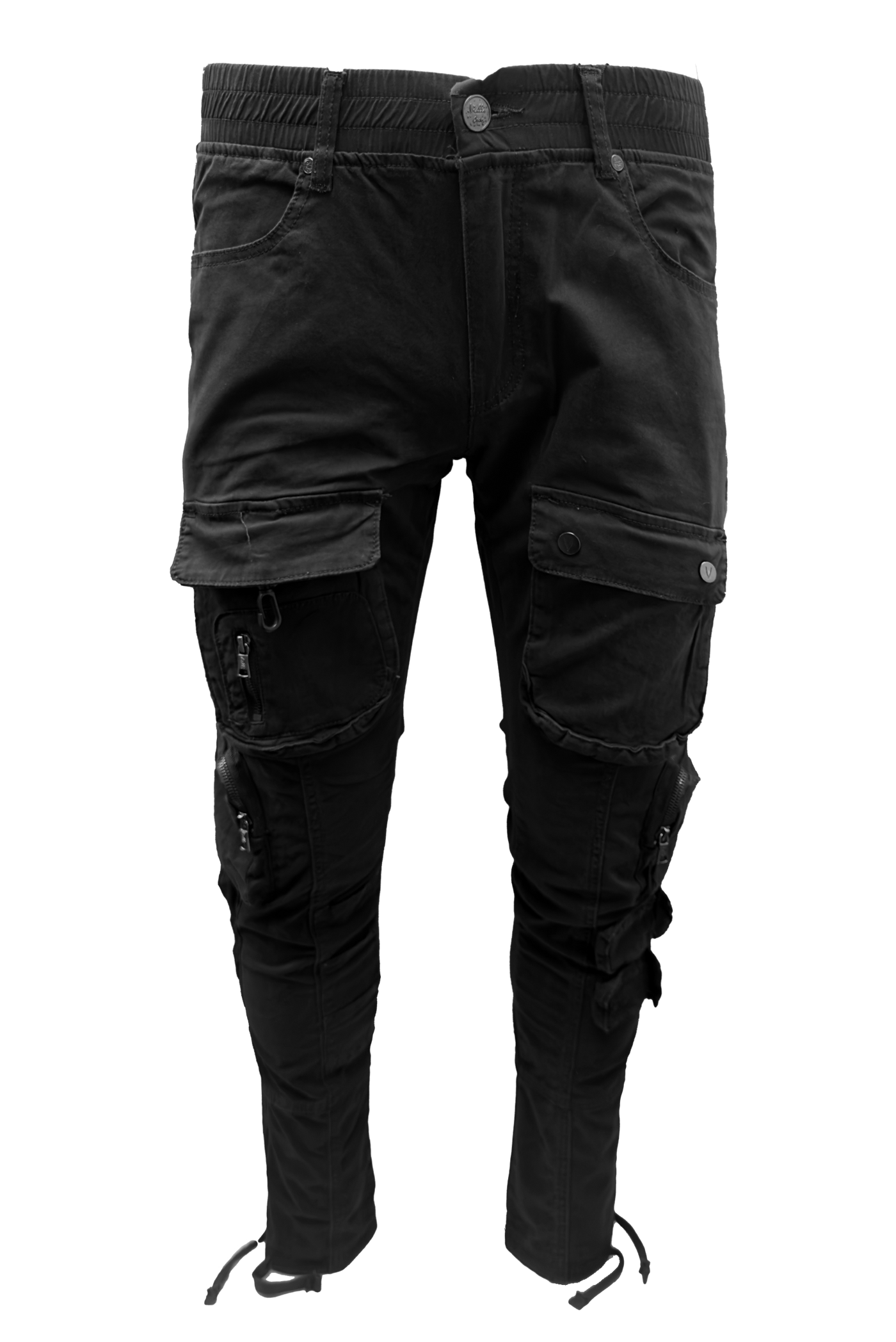 Vialli Captain Black Cargo Pants: Durable Cotton Blend, Multi-Pocket Design, Versatile Style