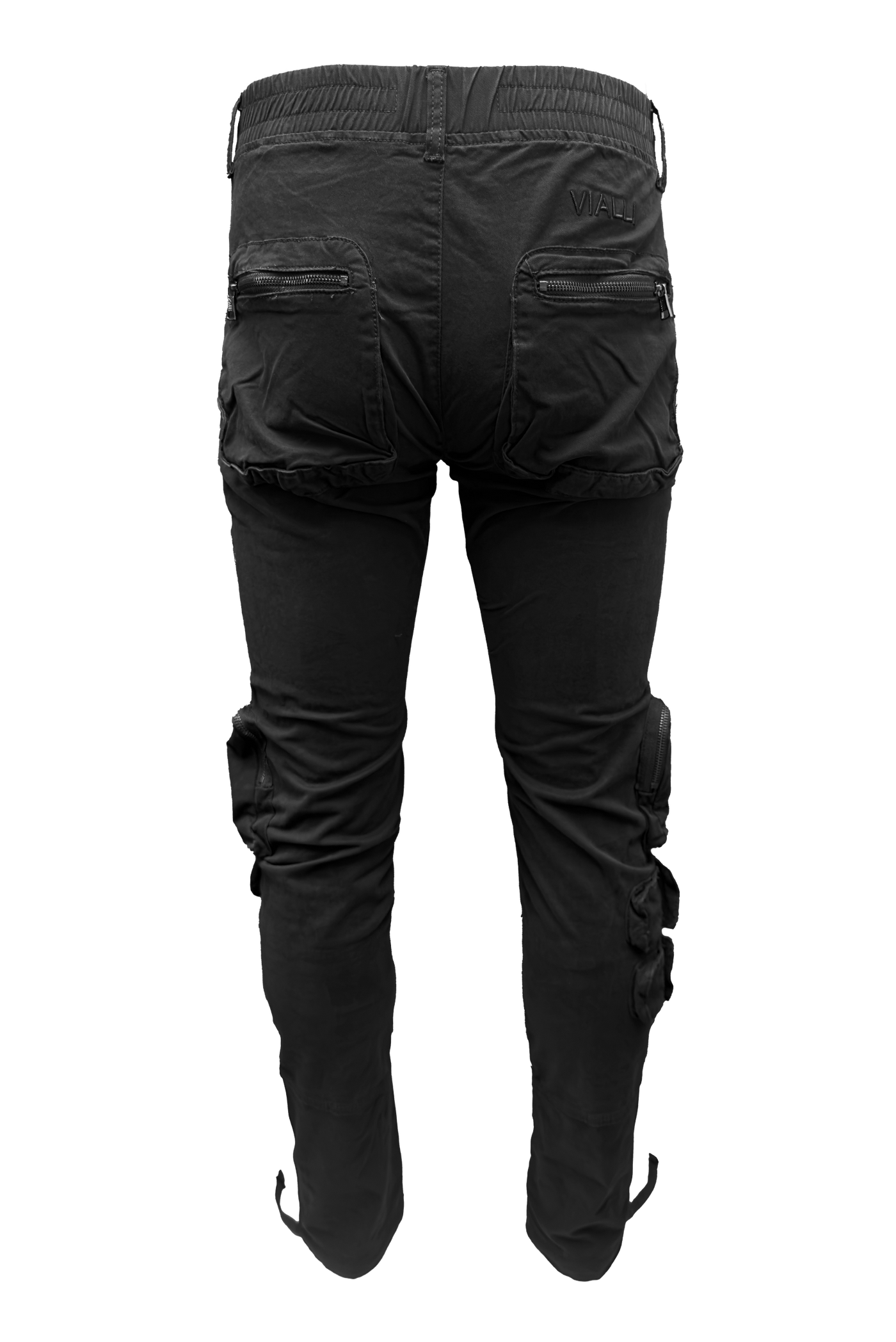 Vialli Captain Black Cargo Pants: Durable Cotton Blend, Multi-Pocket Design, Versatile Style
