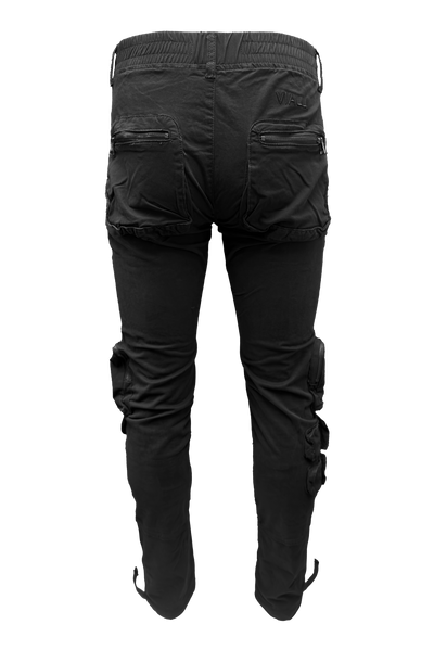 Vialli Captain Black Cargo Pants: Durable Cotton Blend, Multi-Pocket Design, Versatile Style