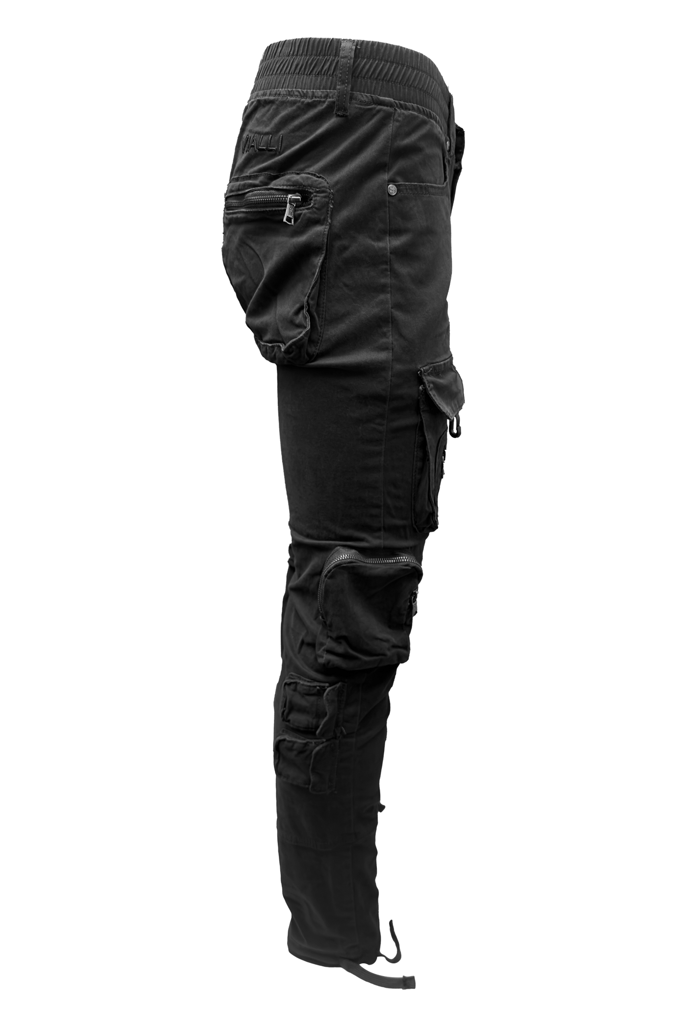 Vialli Captain Black Cargo Pants: Durable Cotton Blend, Multi-Pocket Design, Versatile Style