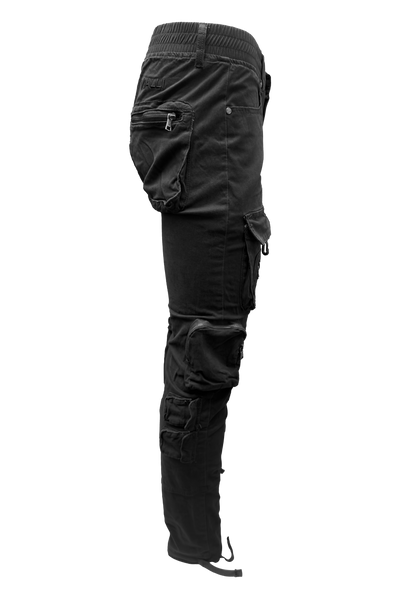 Vialli Captain Black Cargo Pants: Durable Cotton Blend, Multi-Pocket Design, Versatile Style