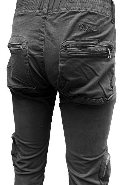 Vialli Captain Black Cargo Pants: Durable Cotton Blend, Multi-Pocket Design, Versatile Style
