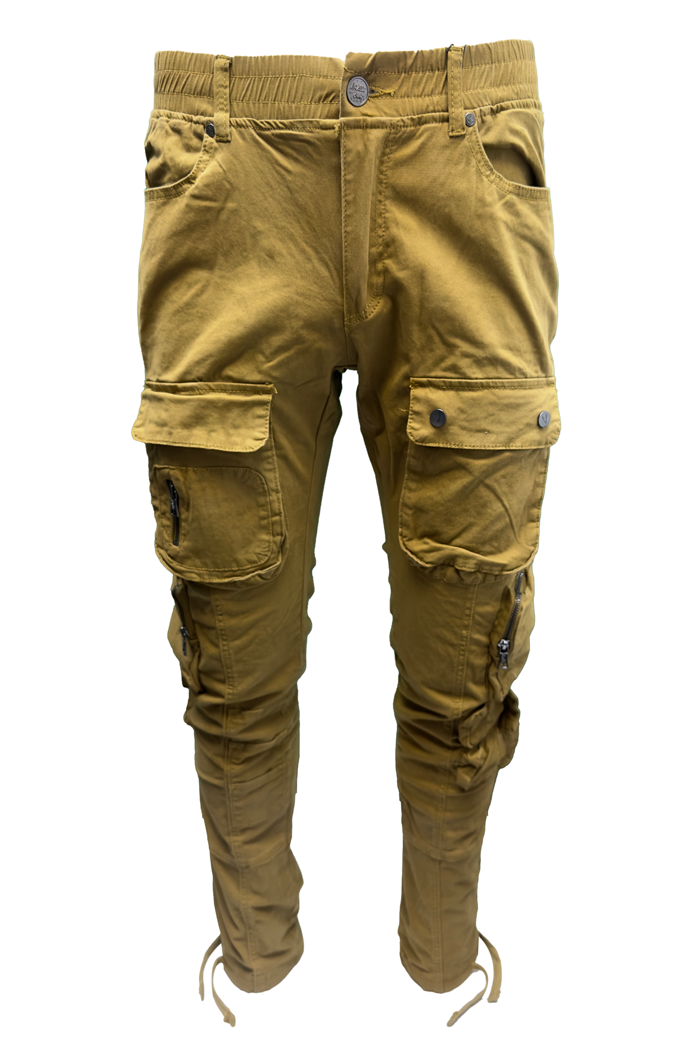 Vialli Captain Khaki Cargo Pants: Durable Cotton-Spandex Blend with Multiple Pockets