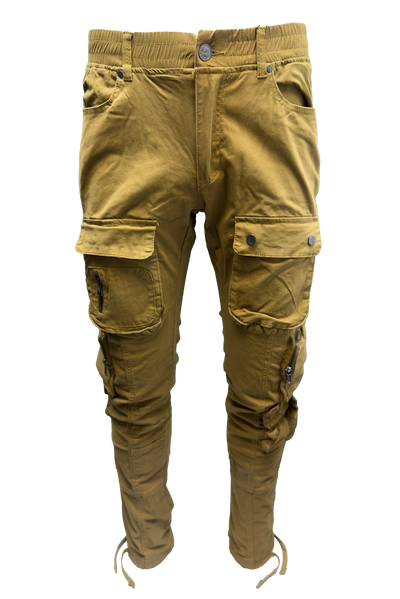 Vialli Captain Khaki Cargo Pants: Durable Cotton-Spandex Blend with Multiple Pockets