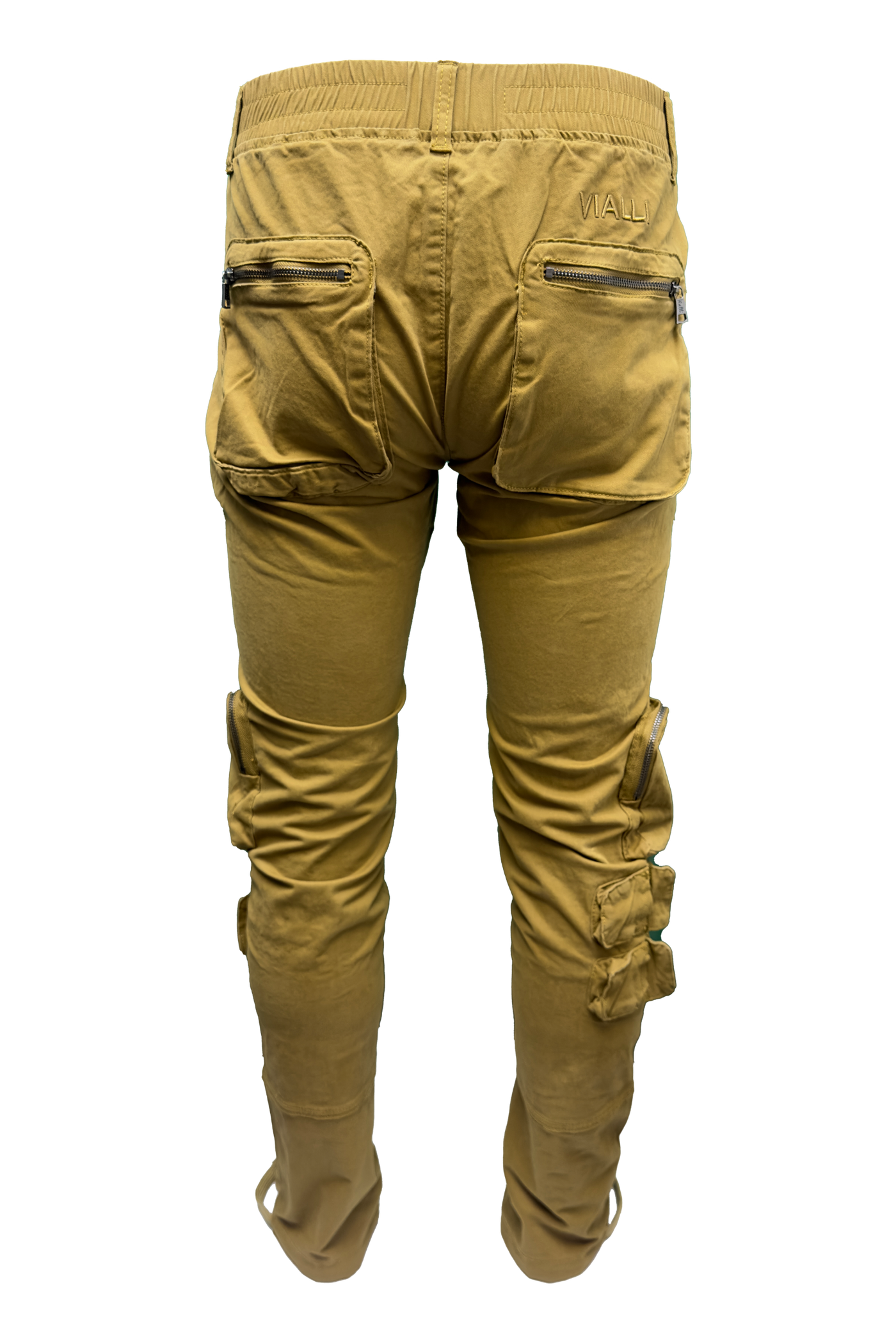Vialli Captain Khaki Cargo Pants: Durable Cotton-Spandex Blend with Multiple Pockets