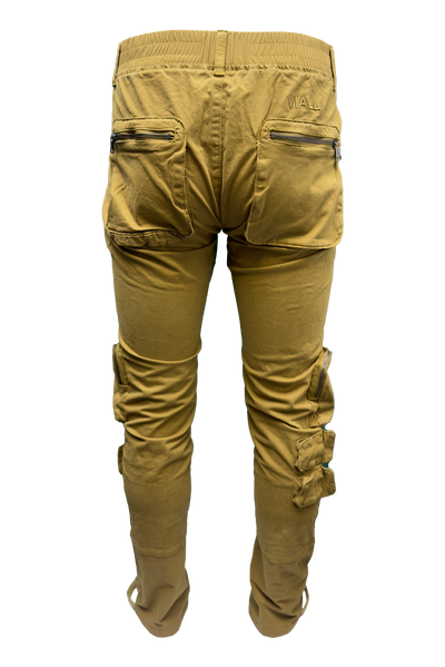 Vialli Captain Khaki Cargo Pants: Durable Cotton-Spandex Blend with Multiple Pockets