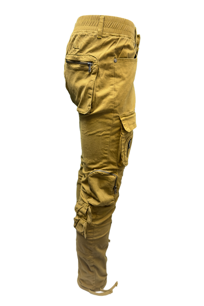 Vialli Captain Khaki Cargo Pants: Durable Cotton-Spandex Blend with Multiple Pockets