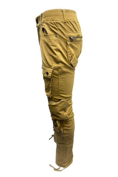 Vialli Captain Khaki Cargo Pants: Durable Cotton-Spandex Blend with Multiple Pockets