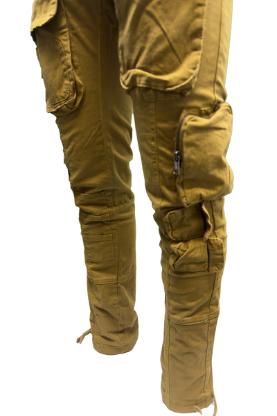 Vialli Captain Khaki Cargo Pants: Durable Cotton-Spandex Blend with Multiple Pockets