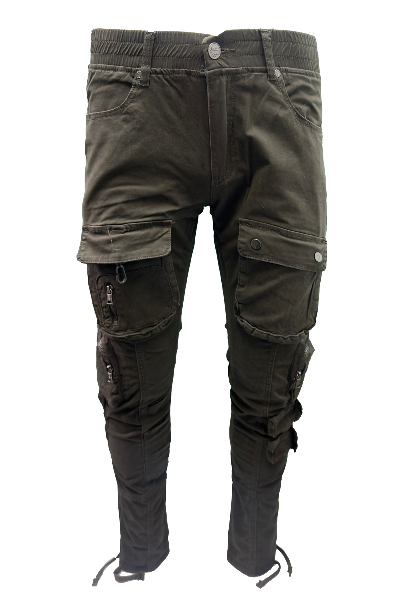 Vialli Captain Olive Cargo Pants: Durable Cotton-Spandex Comfort with Multiple Pockets
