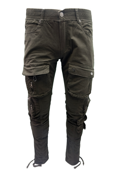 Vialli Captain Olive Cargo Pants: Durable Cotton-Spandex Comfort with Multiple Pockets