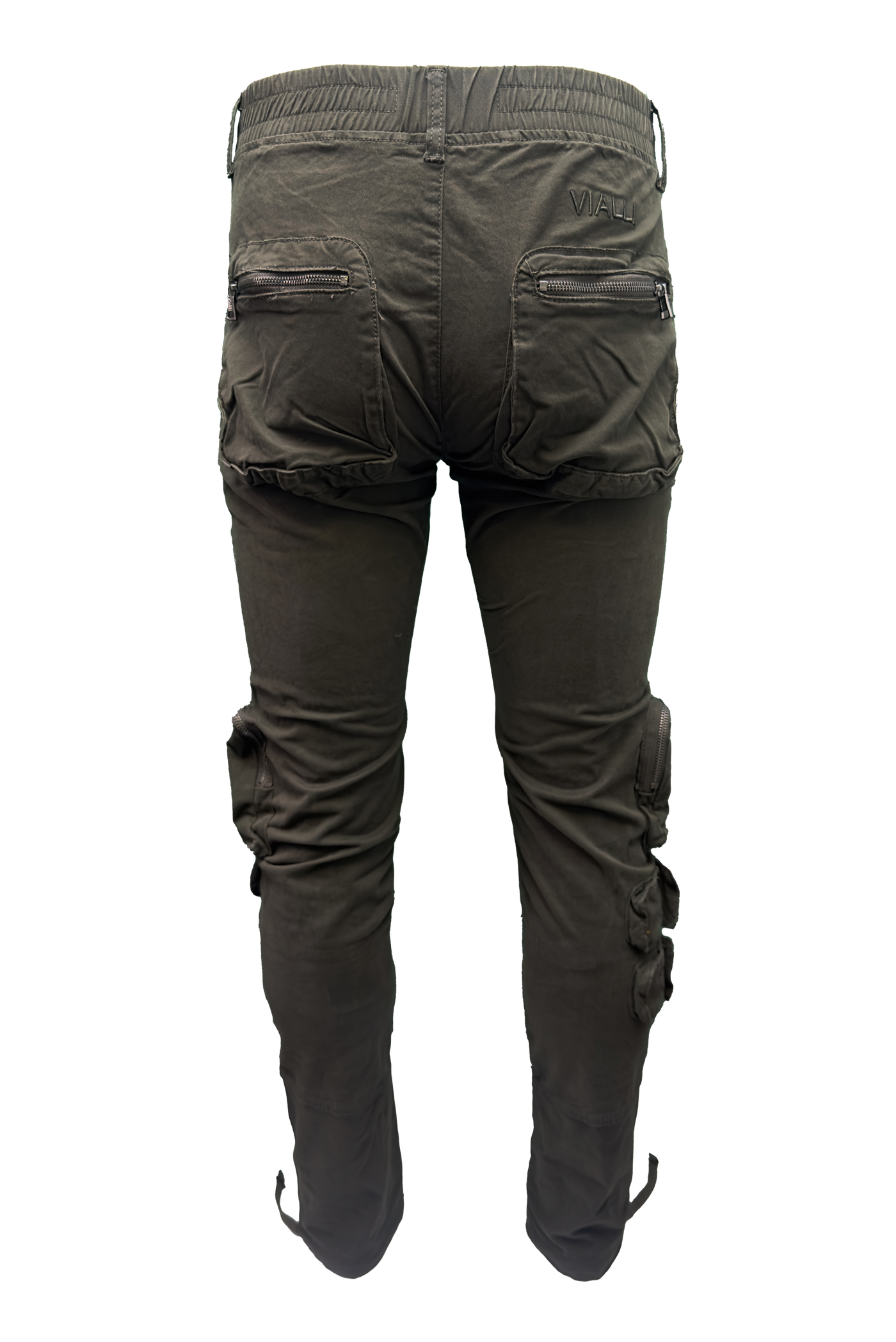 Vialli Captain Olive Cargo Pants: Durable Cotton-Spandex Comfort with Multiple Pockets