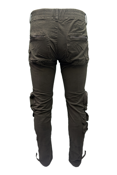 Vialli Captain Olive Cargo Pants: Durable Cotton-Spandex Comfort with Multiple Pockets