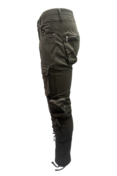 Vialli Captain Olive Cargo Pants: Durable Cotton-Spandex Comfort with Multiple Pockets