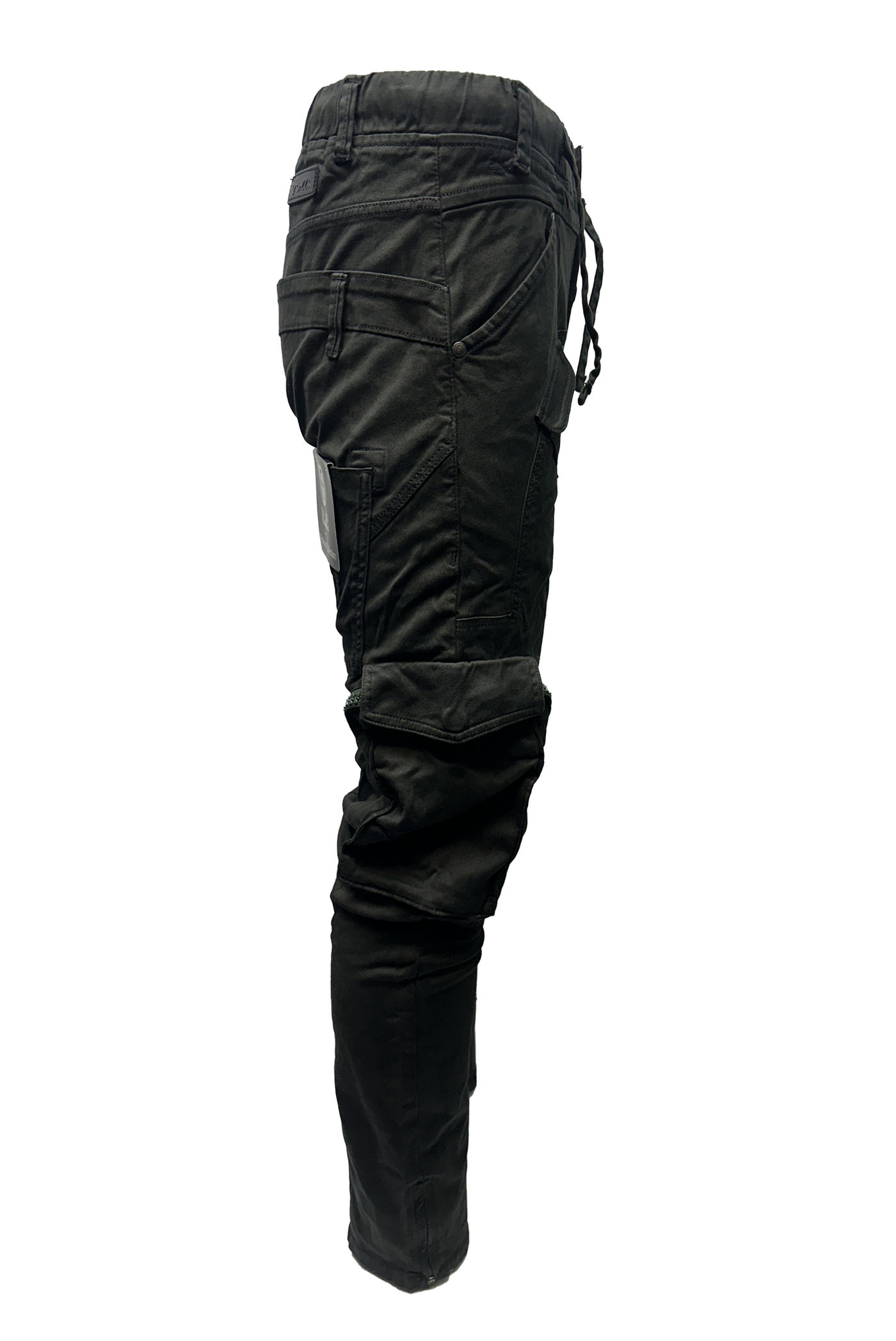 Vialli Men's Joey Olive Cargo Pants with Multi-Pockets and Zip-Fly