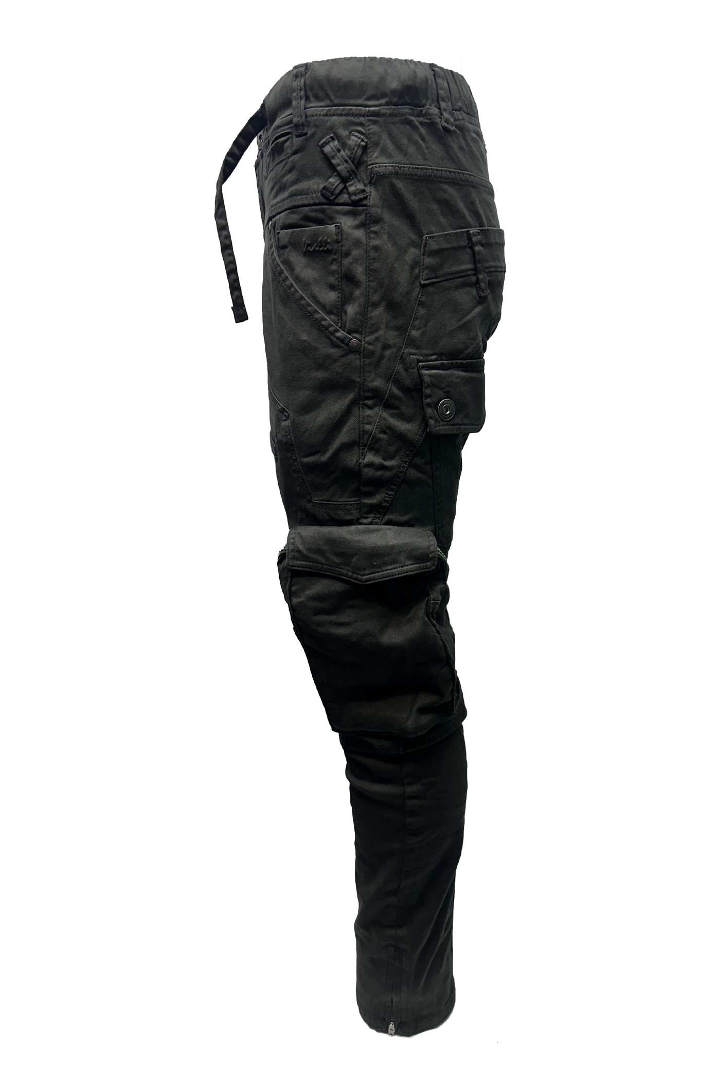Vialli Men's Joey Olive Cargo Pants with Multi-Pockets and Zip-Fly