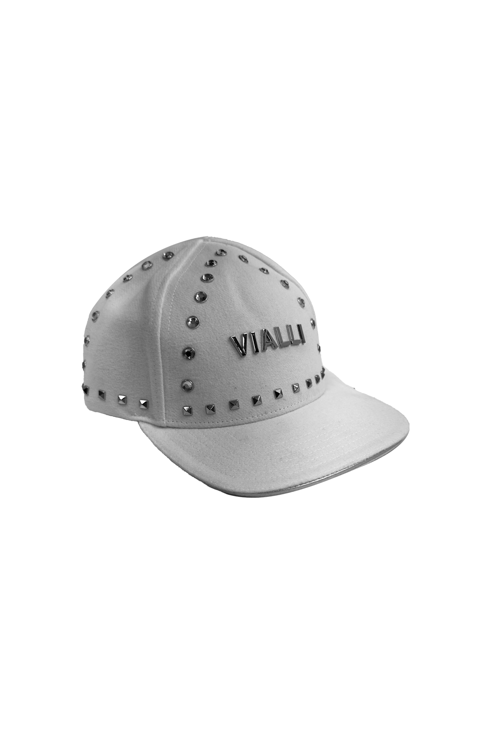 Vialli Frazerro Dazzling White Cap with Sparkling Diamonds and Studs