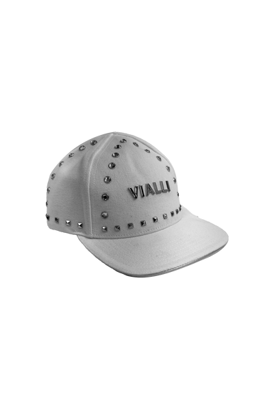 Vialli Frazerro Dazzling White Cap with Sparkling Diamonds and Studs