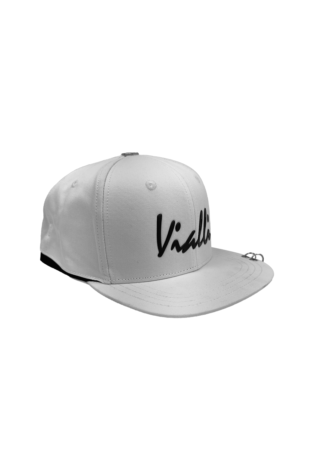 Vialli Fubitooty White Cotton Snap-Back Cap with Rubberized Logo