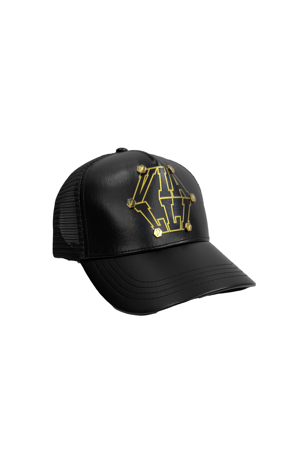 Vialli Gavanisio Black Cap with Gold Studs and Mesh Back