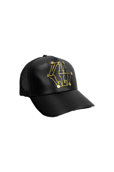 Vialli Gavanisio Black Cap with Gold Studs and Mesh Back