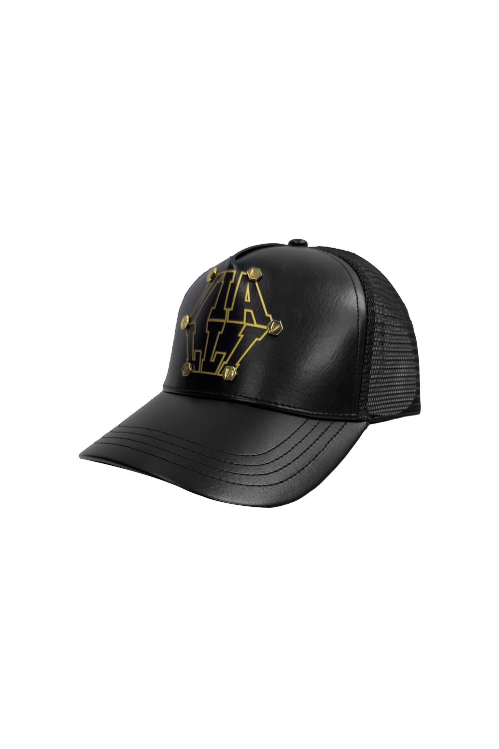 Vialli Gavanisio Black Cap with Gold Studs and Mesh Back