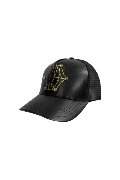 Vialli Gavanisio Black Cap with Gold Studs and Mesh Back