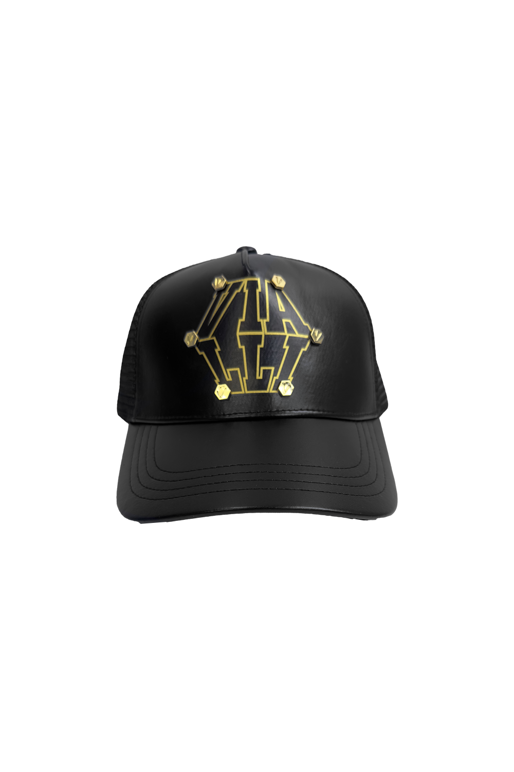 Vialli Gavanisio Black Cap with Gold Studs and Mesh Back