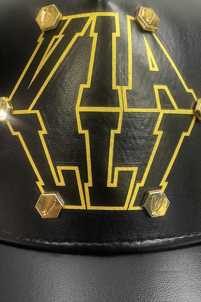 Vialli Gavanisio Black Cap with Gold Studs and Mesh Back