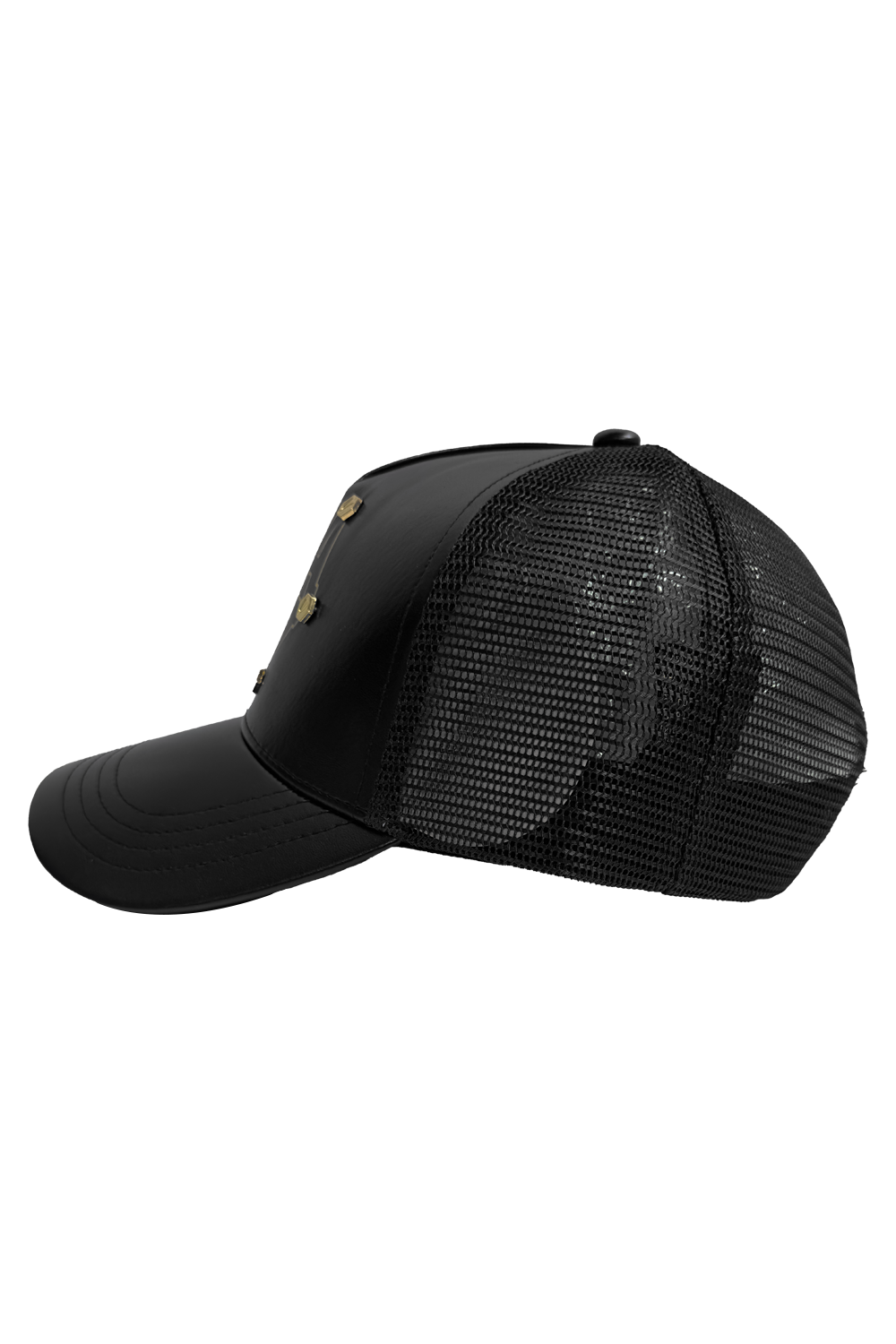 Vialli Gavanisio Black Cap with Gold Studs and Mesh Back