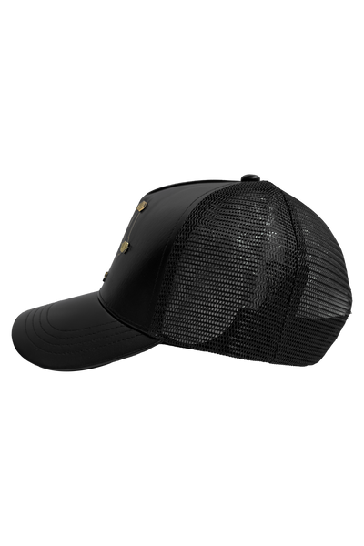 Vialli Gavanisio Black Cap with Gold Studs and Mesh Back