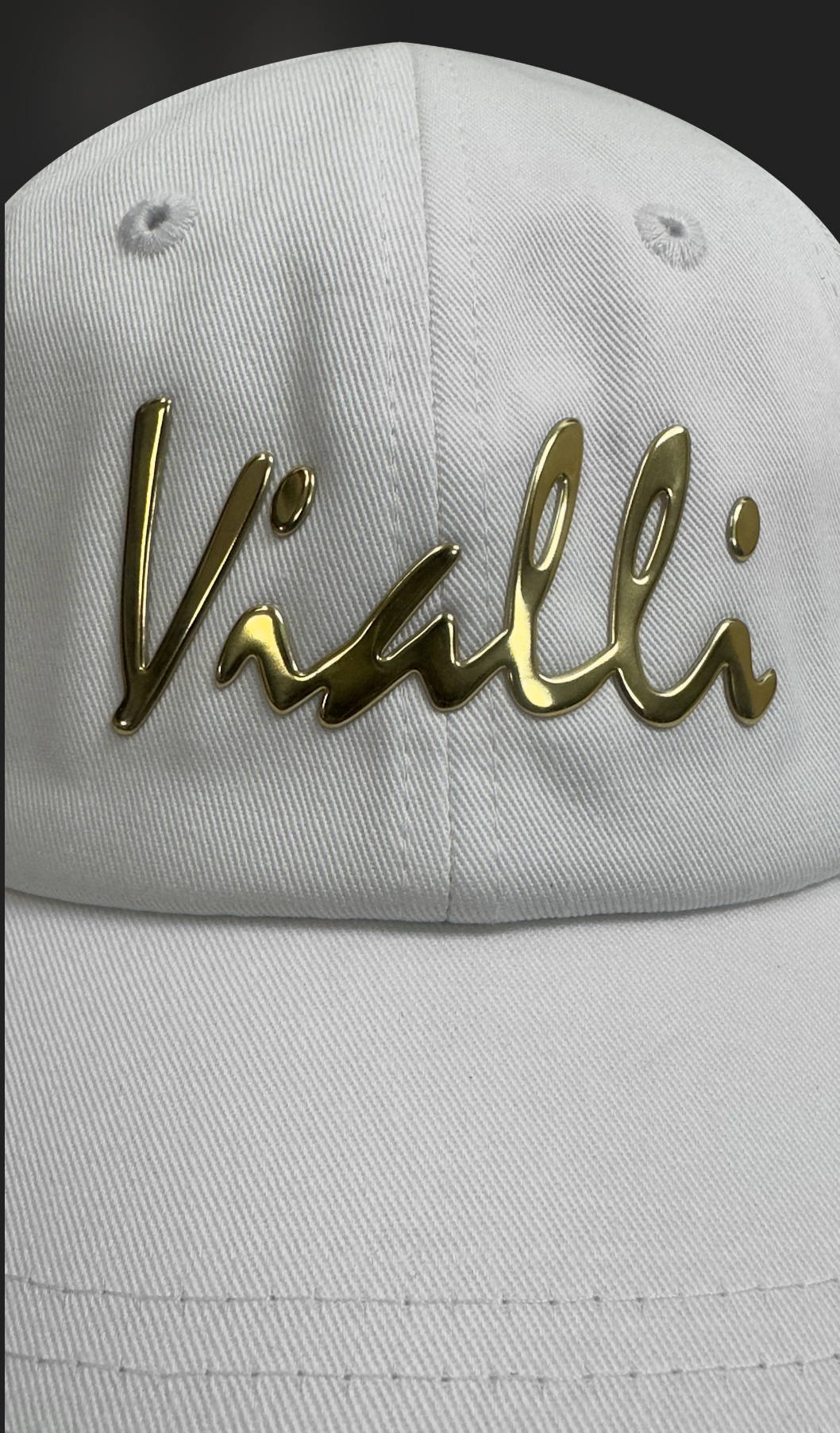 Vialli Greuth Cap: Premium White Cotton Baseball Hat with Gold Logo