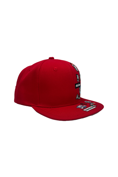 Stylish Red Vialli Ixpinniola Cap with Flat Peak and Embroidered Details