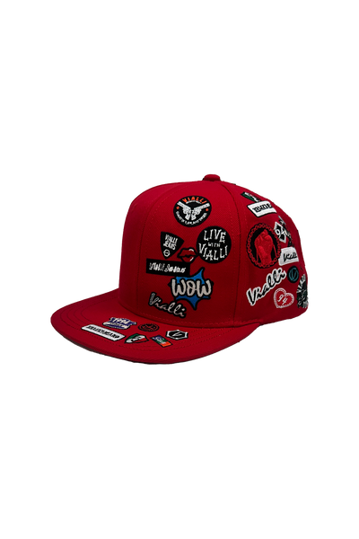 Stylish Red Vialli Ixpinniola Cap with Flat Peak and Embroidered Details