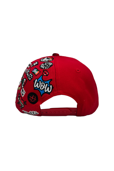 Stylish Red Vialli Ixpinniola Cap with Flat Peak and Embroidered Details