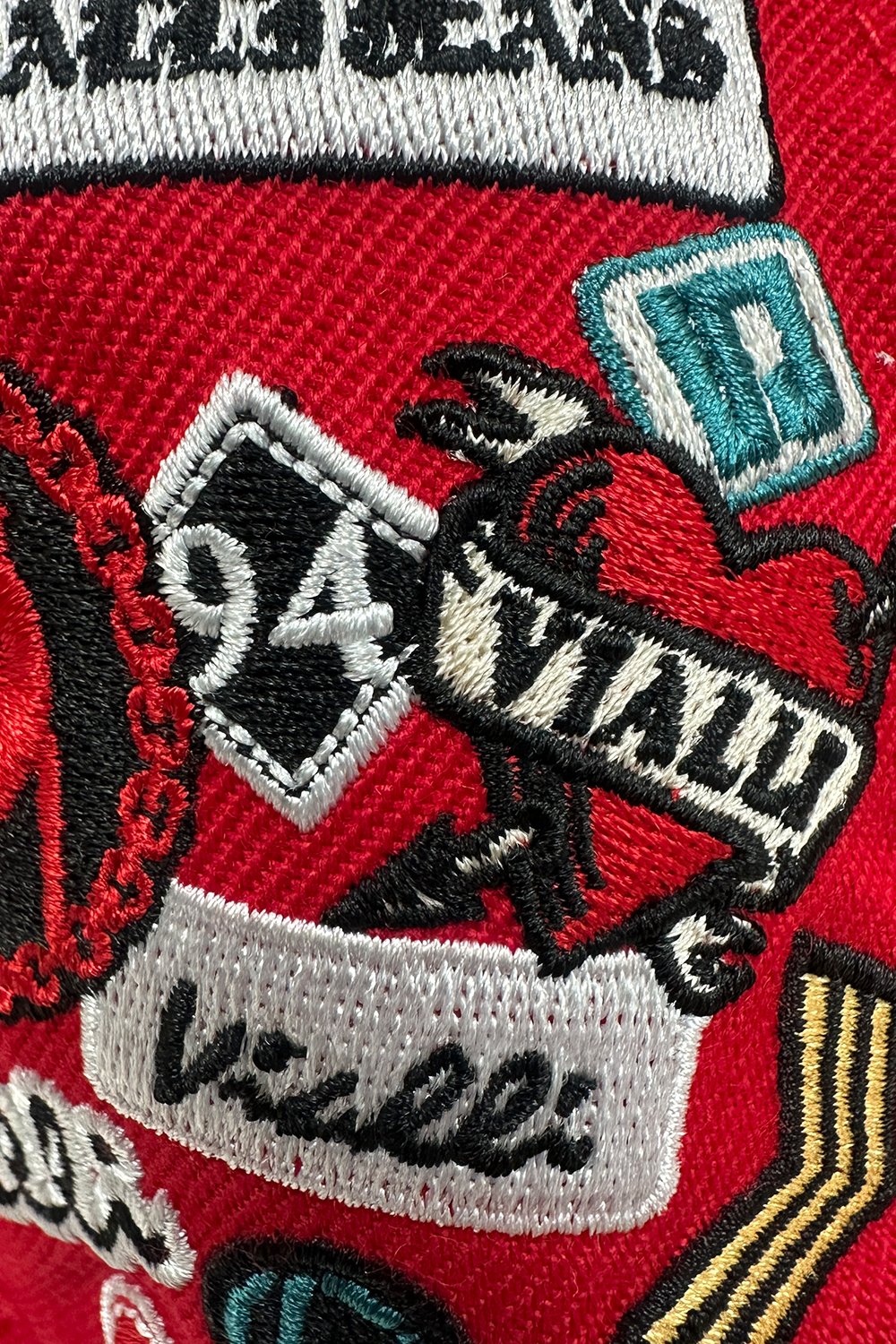 Stylish Red Vialli Ixpinniola Cap with Flat Peak and Embroidered Details
