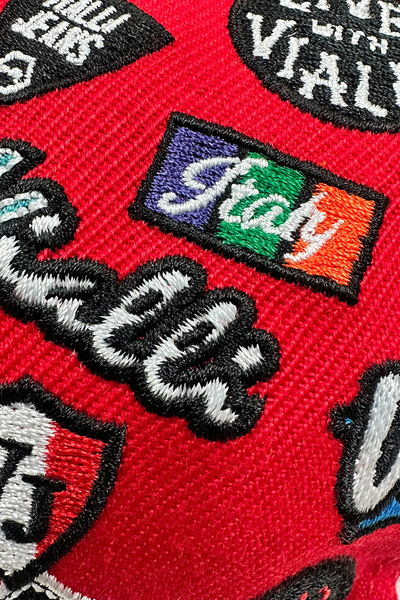Stylish Red Vialli Ixpinniola Cap with Flat Peak and Embroidered Details