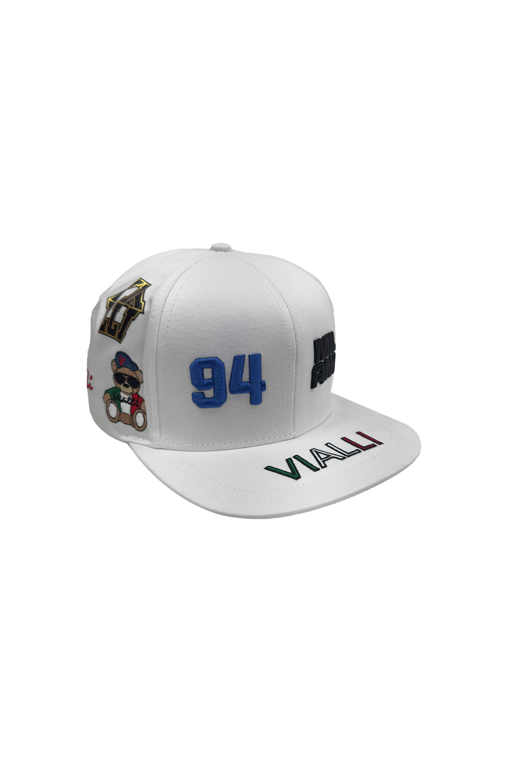 Vialli Gangus White Cotton Cap: Stylish Embroidered Design for Winter