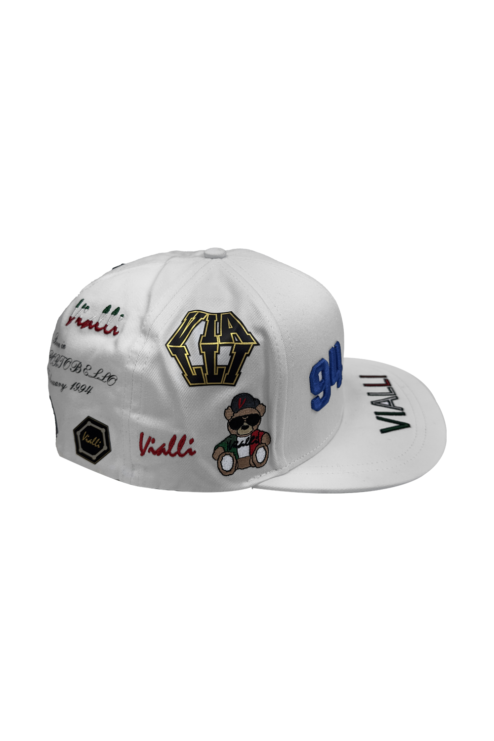 Vialli Gangus White Cotton Cap: Stylish Embroidered Design for Winter