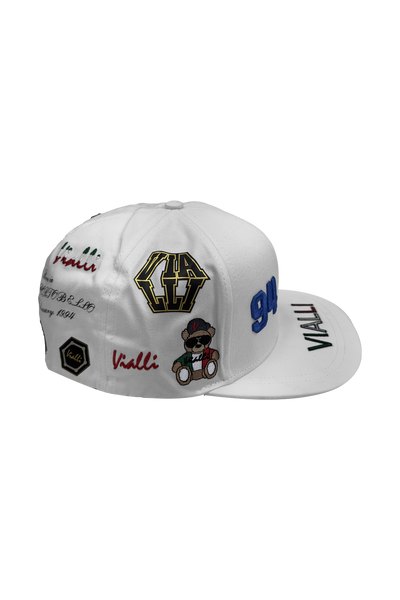 Vialli Gangus White Cotton Cap: Stylish Embroidered Design for Winter