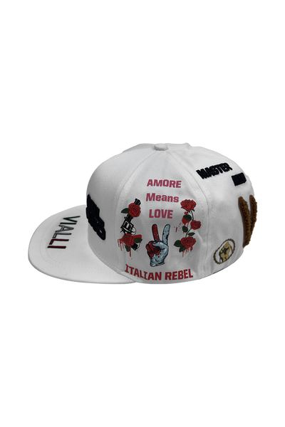 Vialli Gangus White Cotton Cap: Stylish Embroidered Design for Winter