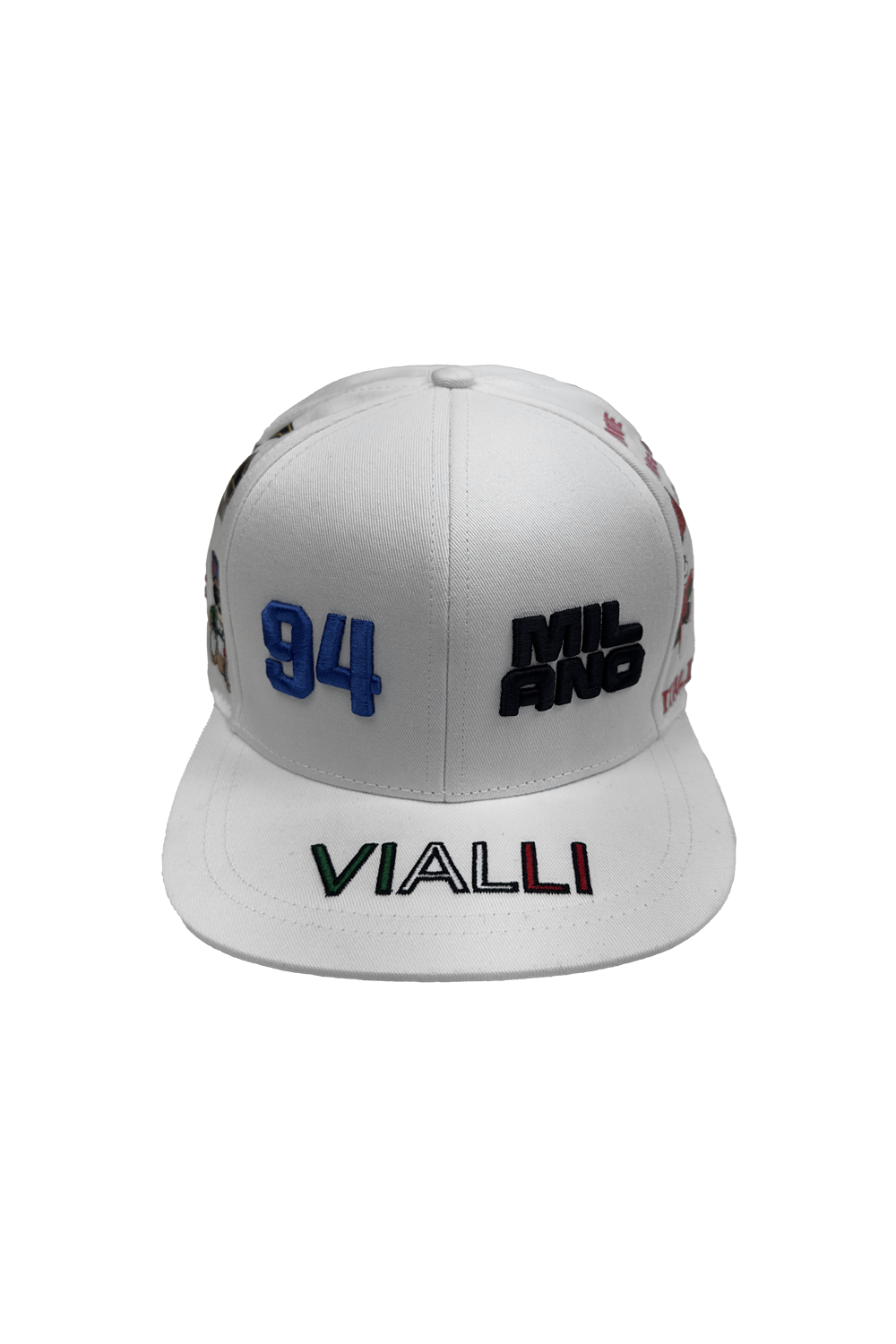 Vialli Gangus White Cotton Cap: Stylish Embroidered Design for Winter