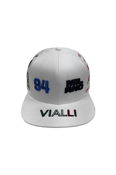 Vialli Gangus White Cotton Cap: Stylish Embroidered Design for Winter