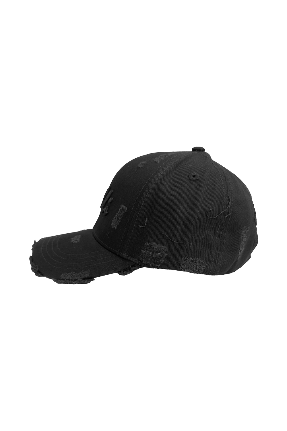 Vialli Grinded Black Cotton Cap: Distressed Style with Embroidered Logo