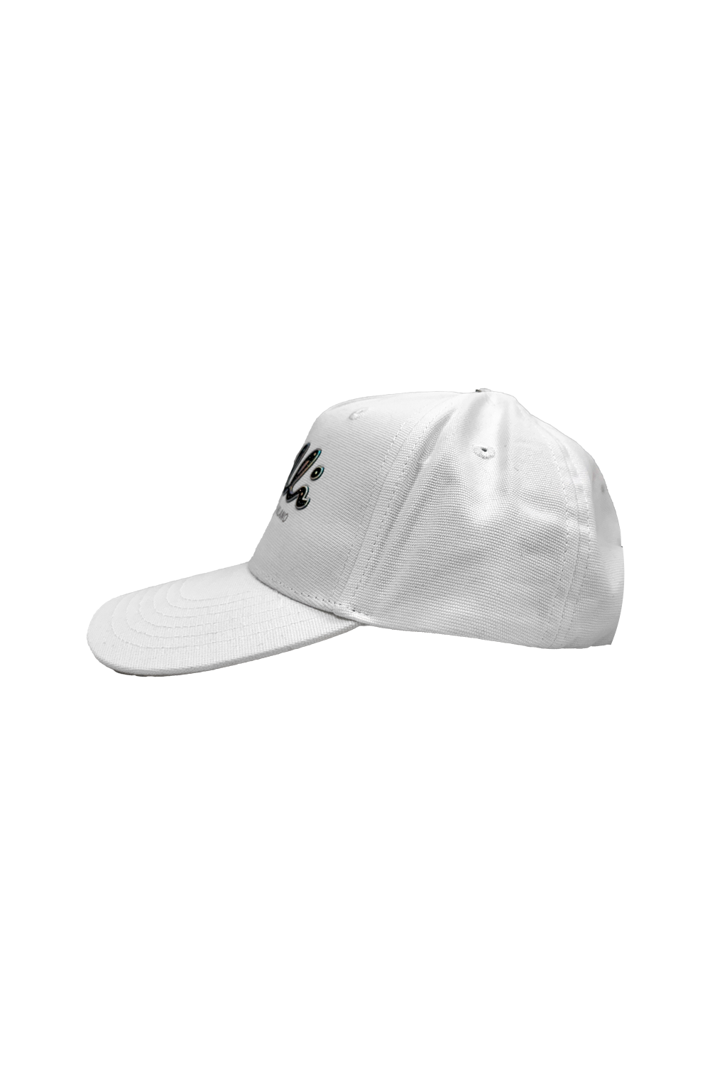 Vialli Infinity Cap: Premium White Cotton, Rainbow Foil Graphic, Breathable Design