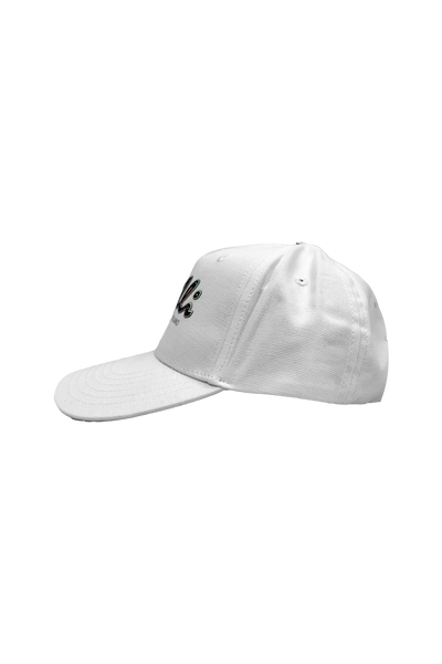 Vialli Infinity Cap: Premium White Cotton, Rainbow Foil Graphic, Breathable Design