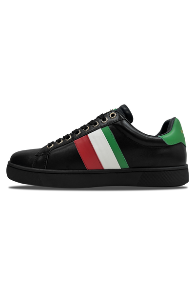Vialli Socrato Black Low-Cut Sneaker with Italian Colors & Teddy Icon