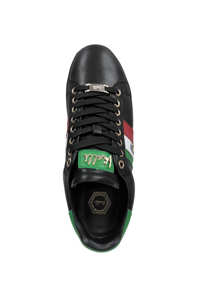 Vialli Socrato Black Low-Cut Sneaker with Italian Colors & Teddy Icon