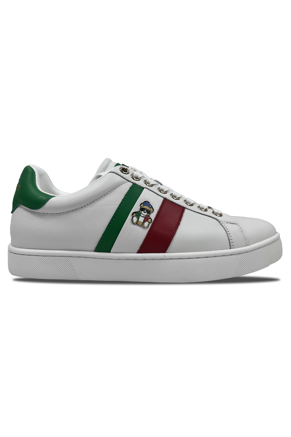 Vialli Socrato Low-Cut White Sneaker with Italian Flag and Teddy Icon
