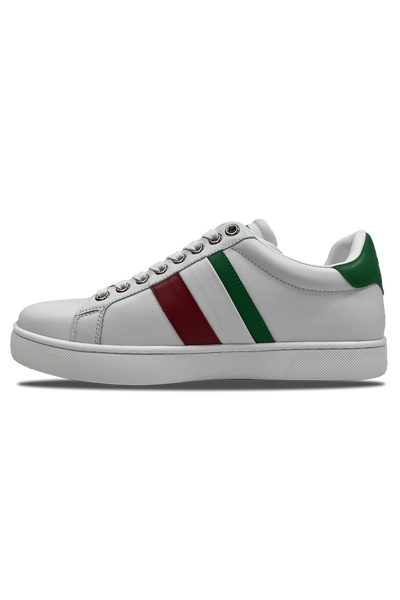 Vialli Socrato Low-Cut White Sneaker with Italian Flag and Teddy Icon